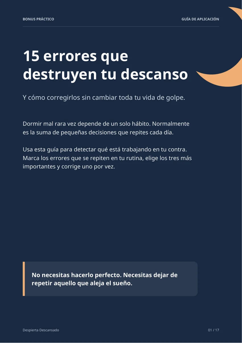 Portada del bonus Los 15 errores que destruyen tu descanso